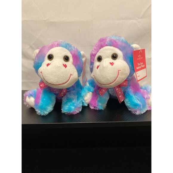 2 Colorful Valentine's‎ Day Monkey Plush - Picture 1 of 3